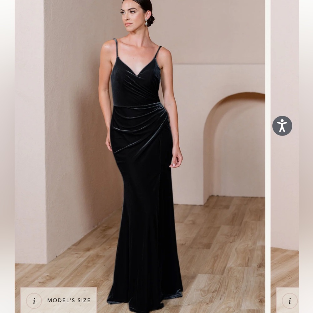 Black velvet bridesmaid dress